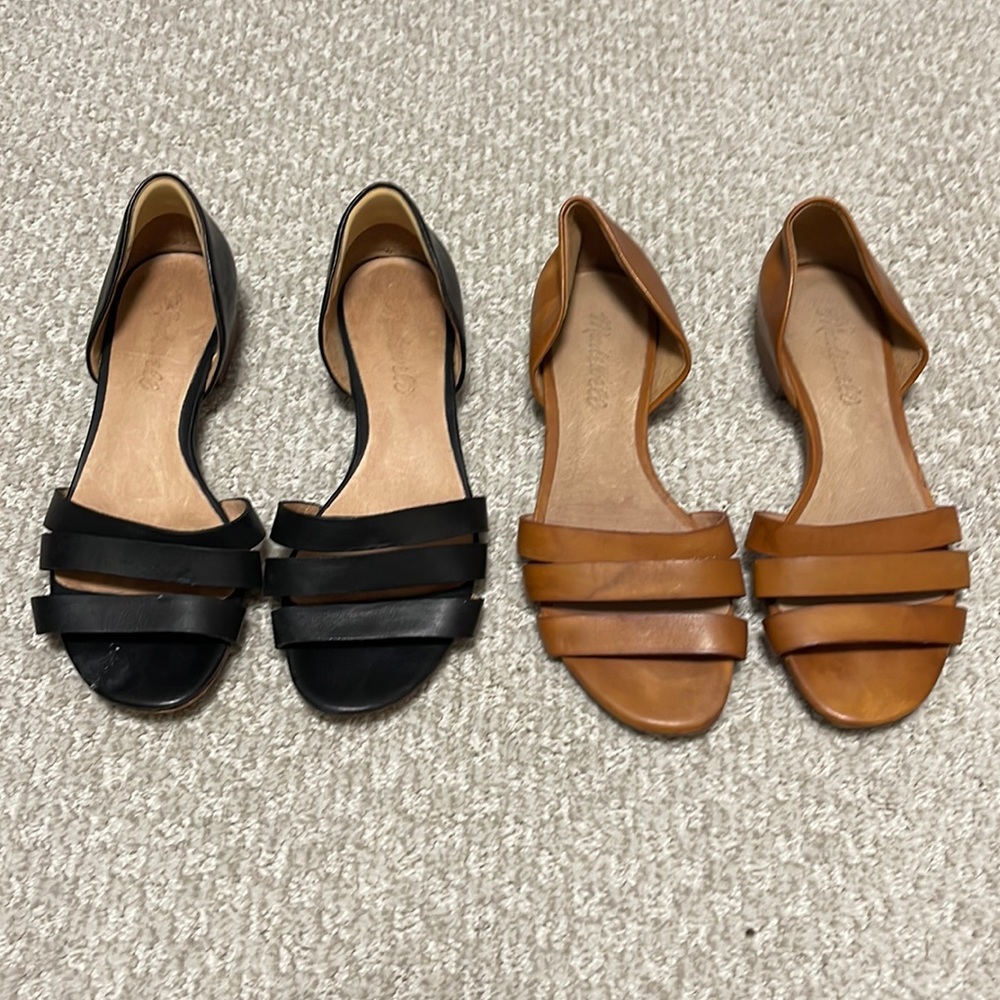 Madewell Leila Sandals 5 Brown + Black leather